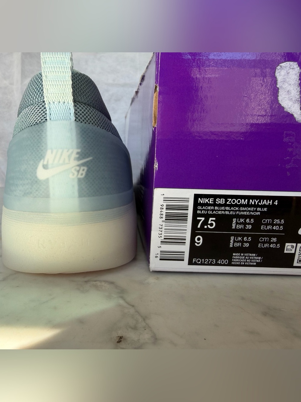 NIKE SB Zoom Nyjah 4 in Glacier Blue 7.5M 9W